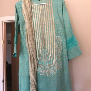 pakistani 3 piece embroidered party wear dress